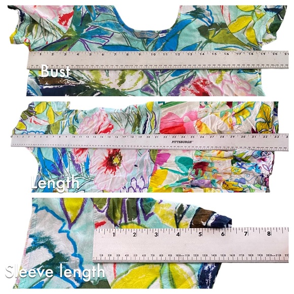 Jams World Rayon Hattie Dress Floral Multicolored Drop Ruffle Hem Sz SMALL - Picture 5 of 10
